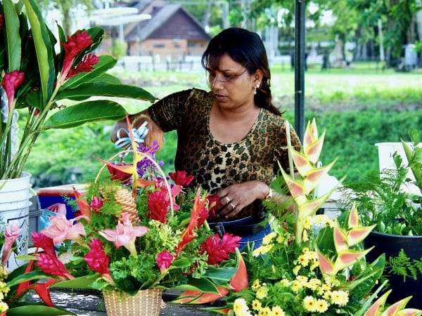 Bloemenpracht in Paramaribo, Suriname.