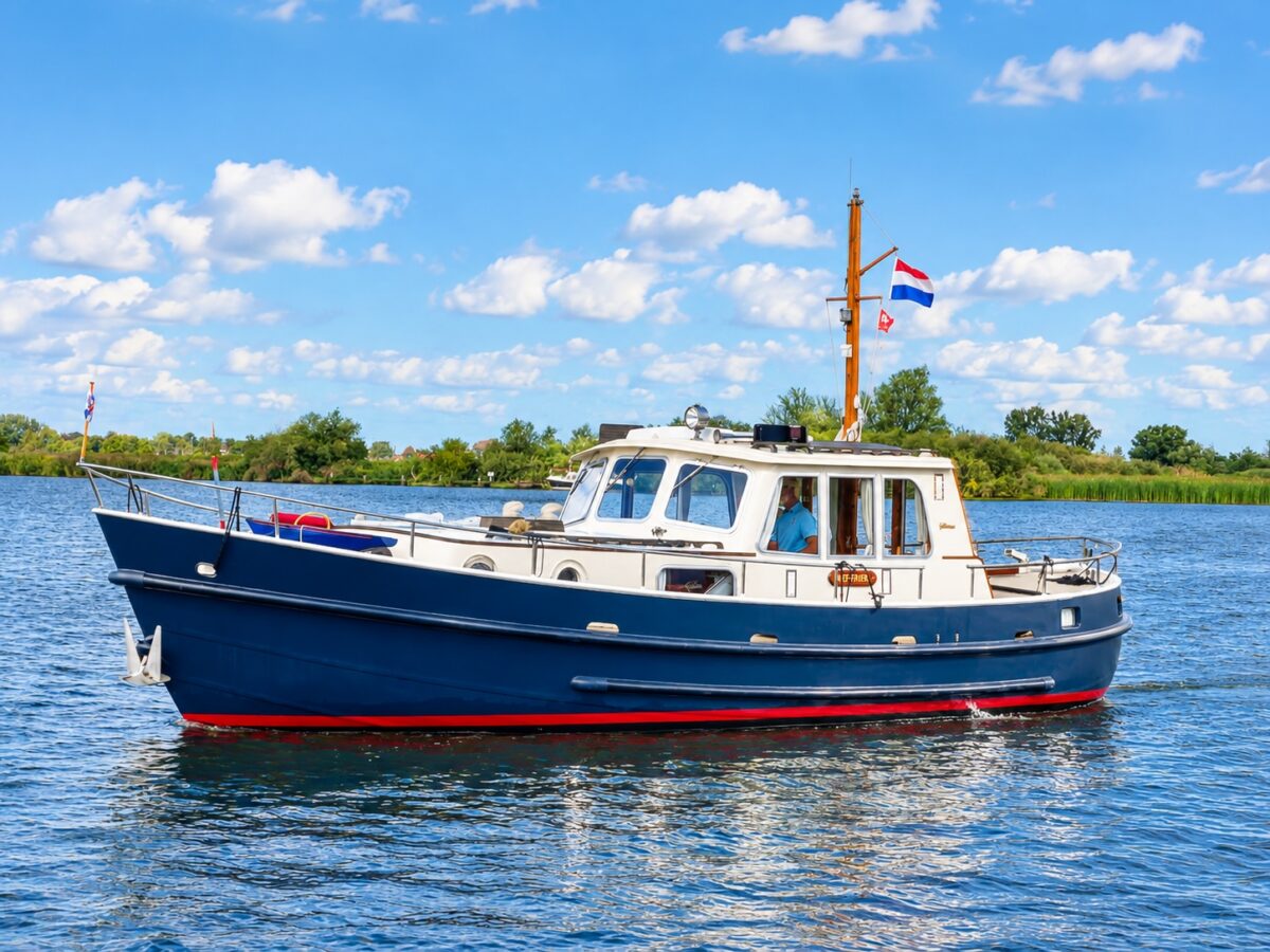 Motorboot, Gillissen-kotter in de Alde Faenen, Friesland.
